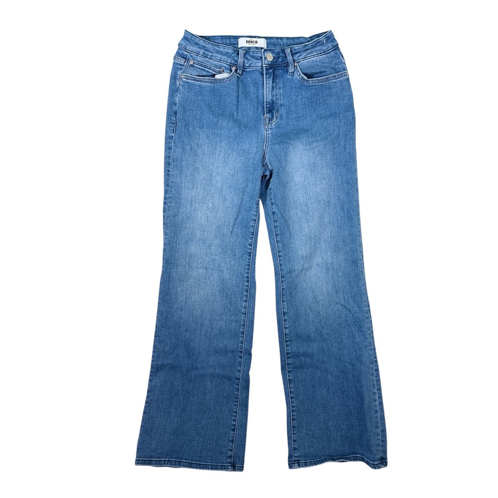 Mica Denim Wide Leg Crop Jeans 28 High Rise Stretch Blue Flare Medium Wash